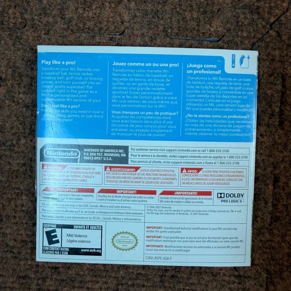 Nintendo Wii Sports Manual and Cardboard Sleeve Case Only No Game RVL-RSPE-USA-2
